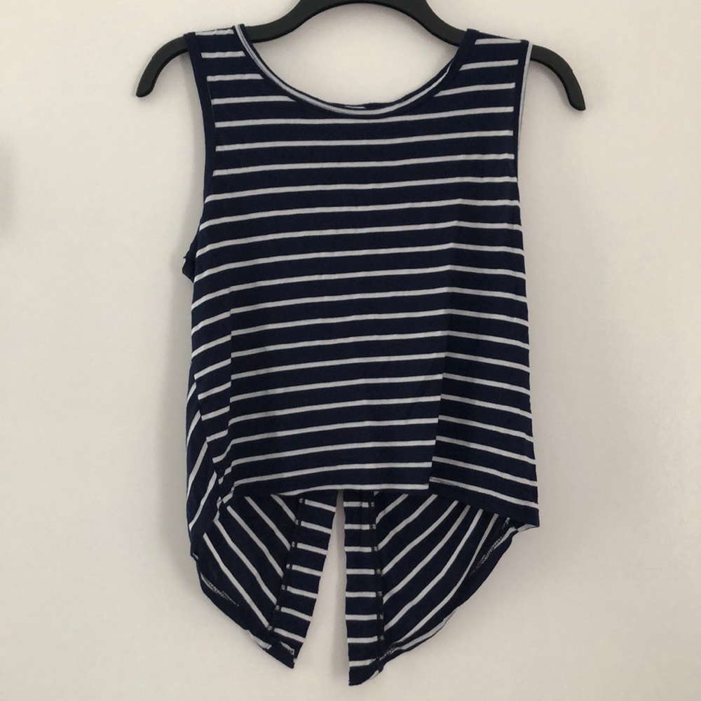 Navy and White Nautical Open Back Shirt